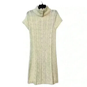 Rabbit Rabbit Rabbit Designs Ivory sweater dress size M Cable Knit 30% Wool